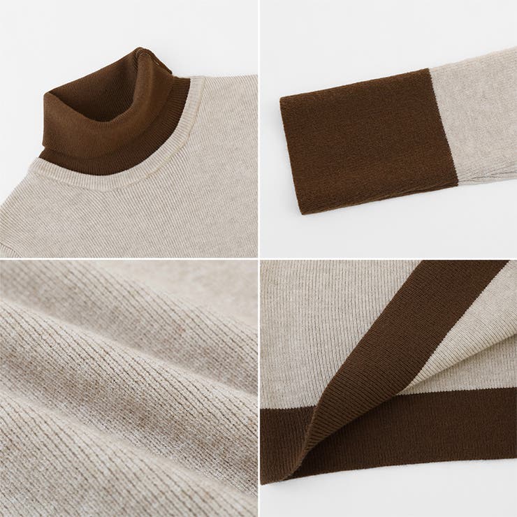 レイヤード風ニット 配色ニット タートルネック | COCOMOMO | 詳細画像60 