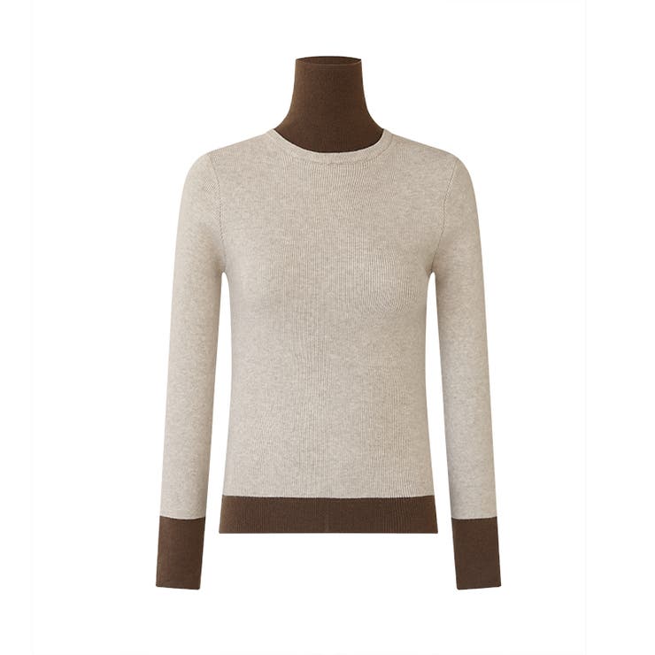 レイヤード風ニット 配色ニット タートルネック | COCOMOMO | 詳細画像63 