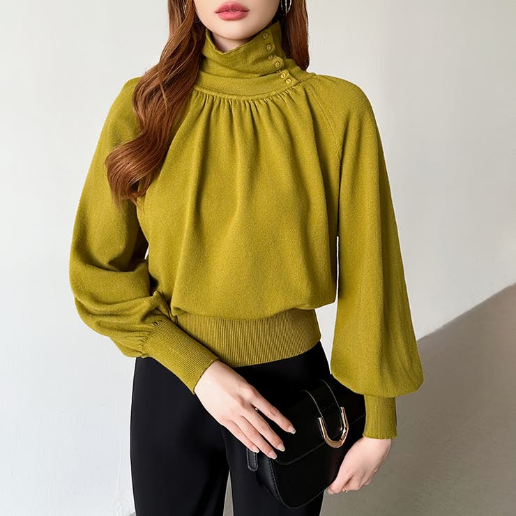 2wayネックバルーンスリーブニット ハイネック ニット | COCOMOMO | 詳細画像14 