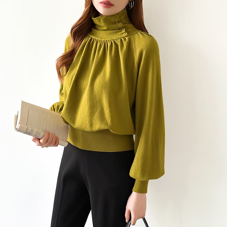 2wayネックバルーンスリーブニット ハイネック ニット | COCOMOMO | 詳細画像16 