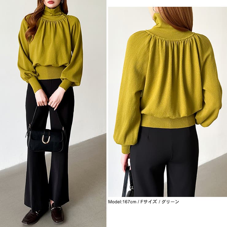 2wayネックバルーンスリーブニット ハイネック ニット | COCOMOMO | 詳細画像17 