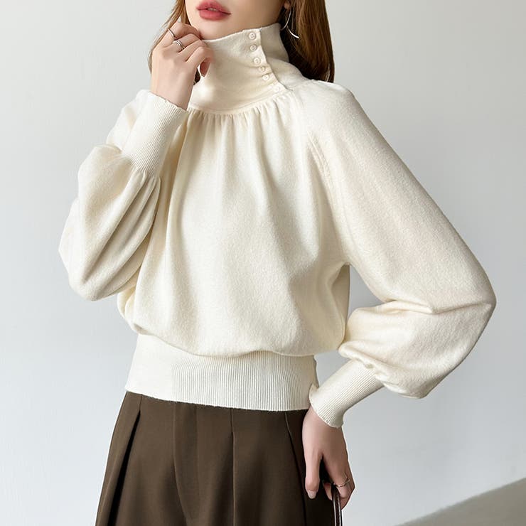 2wayネックバルーンスリーブニット ハイネック ニット | COCOMOMO | 詳細画像2 