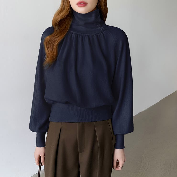 2wayネックバルーンスリーブニット ハイネック ニット | COCOMOMO | 詳細画像21 