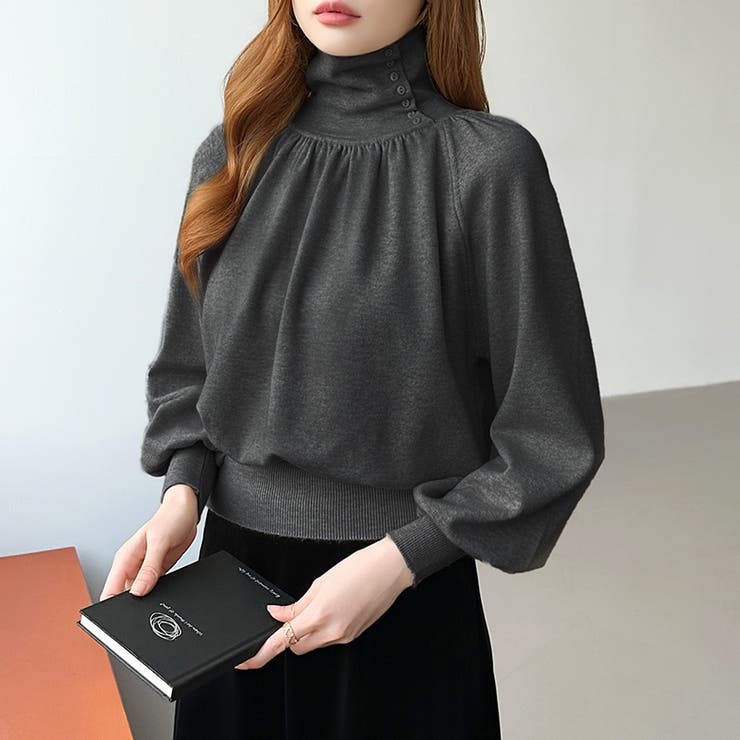 2wayネックバルーンスリーブニット ハイネック ニット | COCOMOMO | 詳細画像24 