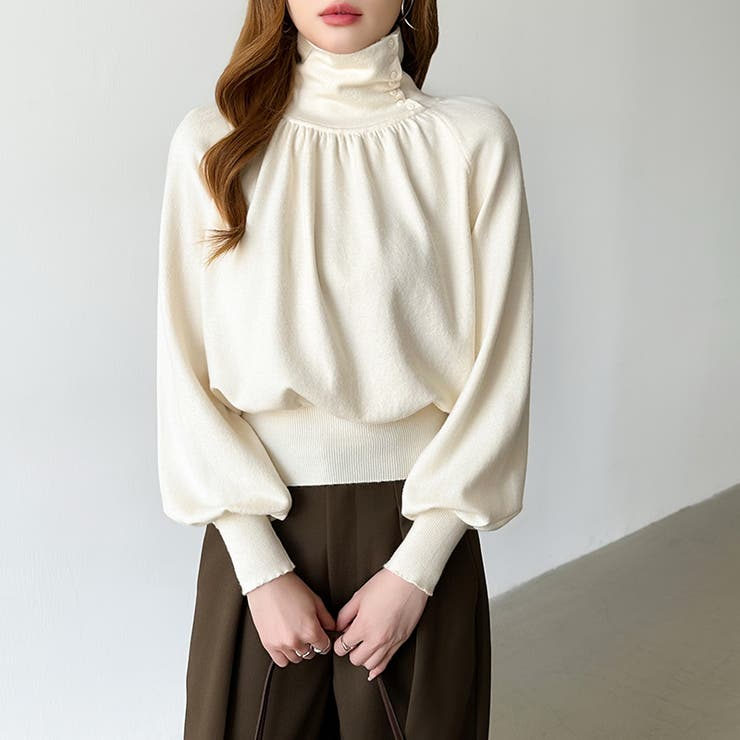 2wayネックバルーンスリーブニット ハイネック ニット | COCOMOMO | 詳細画像3 