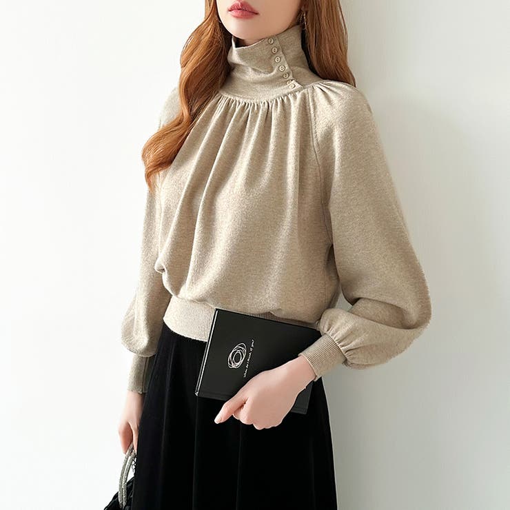 2wayネックバルーンスリーブニット ハイネック ニット | COCOMOMO | 詳細画像31 