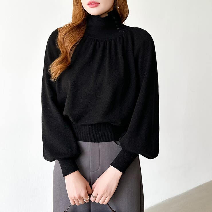 2wayネックバルーンスリーブニット ハイネック ニット | COCOMOMO | 詳細画像38 