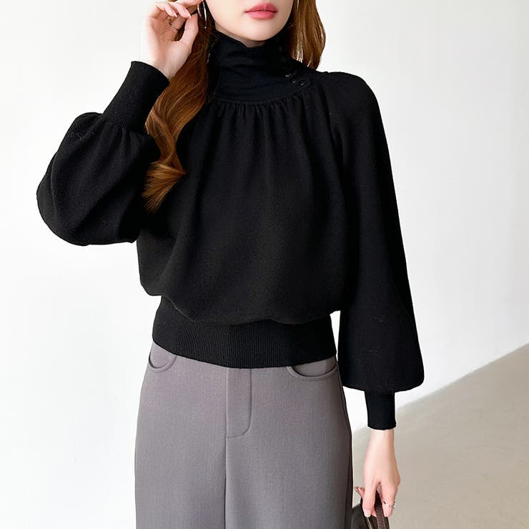 2wayネックバルーンスリーブニット ハイネック ニット | COCOMOMO | 詳細画像39 