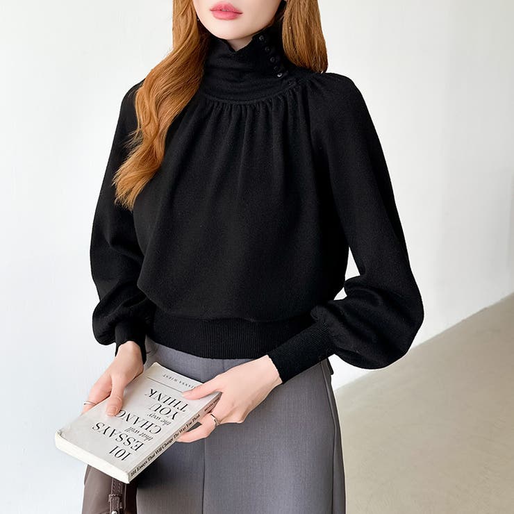 2wayネックバルーンスリーブニット ハイネック ニット | COCOMOMO | 詳細画像40 