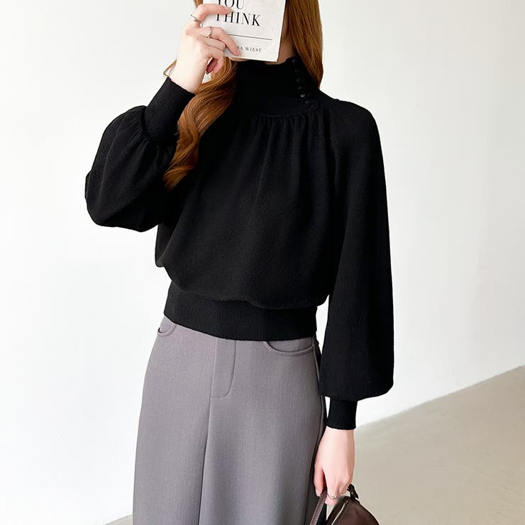 2wayネックバルーンスリーブニット ハイネック ニット | COCOMOMO | 詳細画像42 