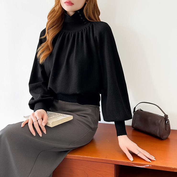 2wayネックバルーンスリーブニット ハイネック ニット | COCOMOMO | 詳細画像45 