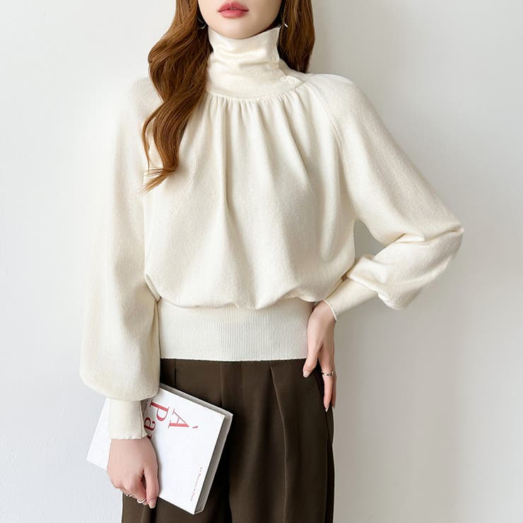 2wayネックバルーンスリーブニット ハイネック ニット | COCOMOMO | 詳細画像5 