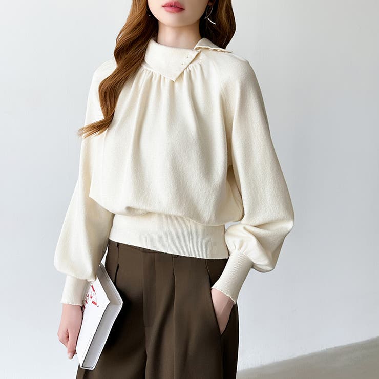 2wayネックバルーンスリーブニット ハイネック ニット | COCOMOMO | 詳細画像7 