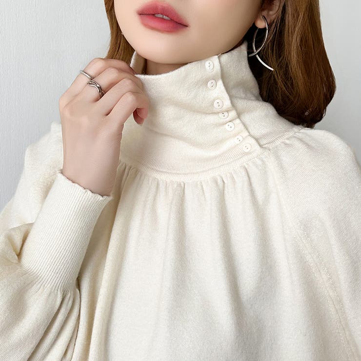 2wayネックバルーンスリーブニット ハイネック ニット | COCOMOMO | 詳細画像8 