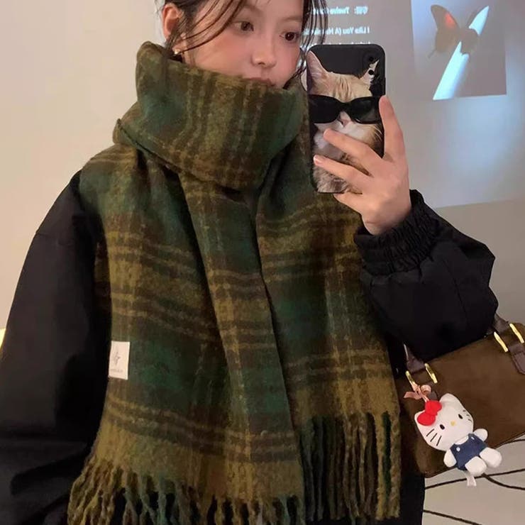 チェック柄マフラー マフラー ロゴタグマフラー | COCOMOMO | 詳細画像13 