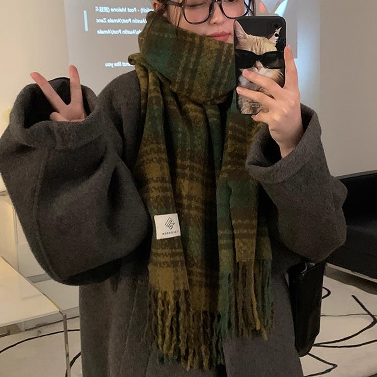 チェック柄マフラー マフラー ロゴタグマフラー | COCOMOMO | 詳細画像14 