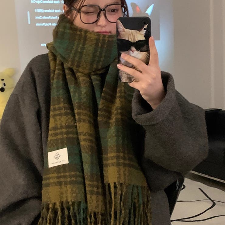 チェック柄マフラー マフラー ロゴタグマフラー | COCOMOMO | 詳細画像15 