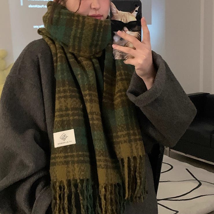 チェック柄マフラー マフラー ロゴタグマフラー | COCOMOMO | 詳細画像16 