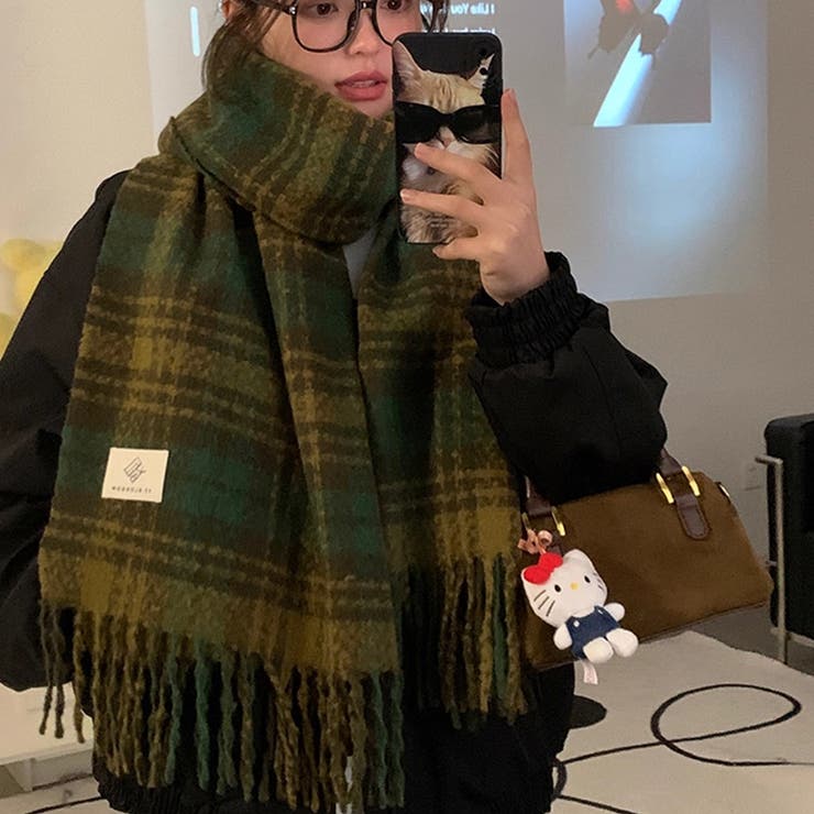 チェック柄マフラー マフラー ロゴタグマフラー | COCOMOMO | 詳細画像17 