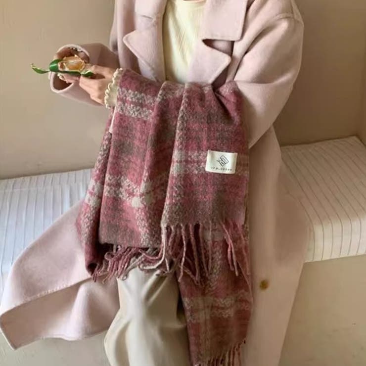 チェック柄マフラー マフラー ロゴタグマフラー | COCOMOMO | 詳細画像2 