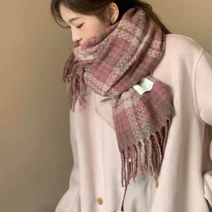 チェック柄マフラー マフラー ロゴタグマフラー | COCOMOMO | 詳細画像3 