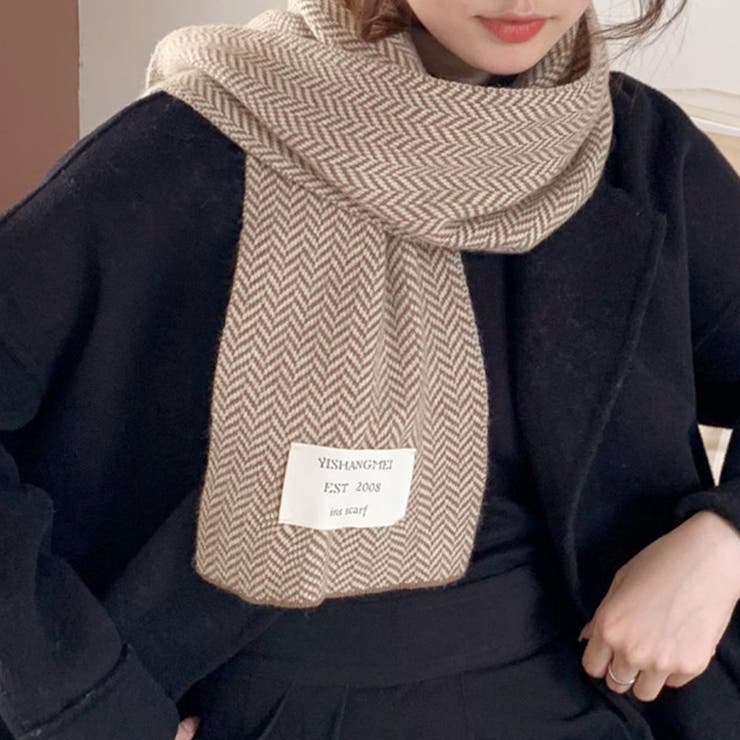ロゴタグがおしゃれなヘリンボーンマフラー マフラー 韓国ファッション | COCOMOMO | 詳細画像10 
