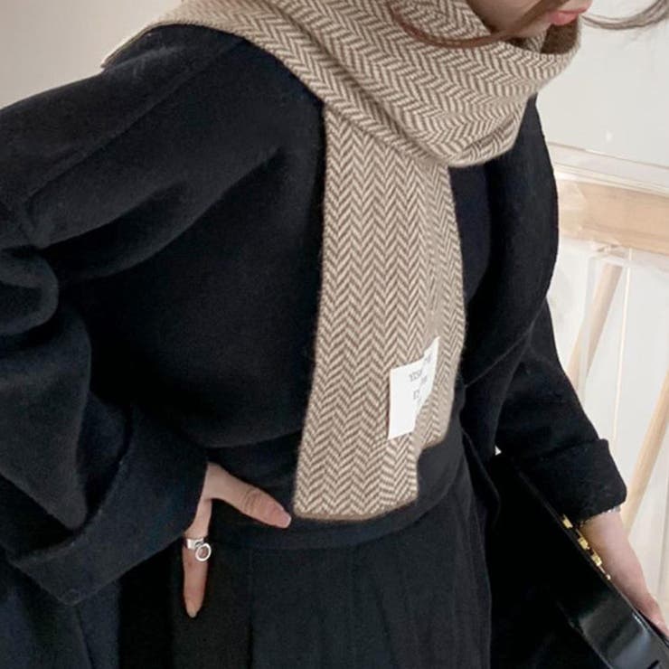 ロゴタグがおしゃれなヘリンボーンマフラー マフラー 韓国ファッション | COCOMOMO | 詳細画像11 