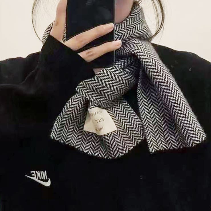 ロゴタグがおしゃれなヘリンボーンマフラー マフラー 韓国ファッション | COCOMOMO | 詳細画像16 