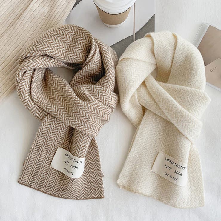 ロゴタグがおしゃれなヘリンボーンマフラー マフラー 韓国ファッション | COCOMOMO | 詳細画像22 