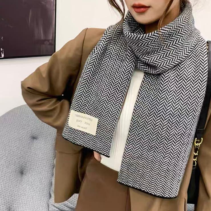 ロゴタグがおしゃれなヘリンボーンマフラー マフラー 韓国ファッション | COCOMOMO | 詳細画像19 
