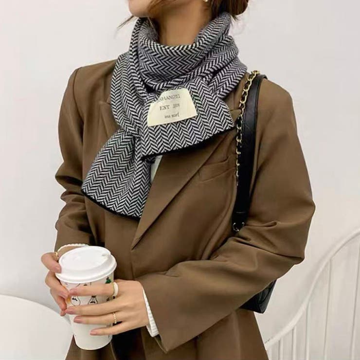 ロゴタグがおしゃれなヘリンボーンマフラー マフラー 韓国ファッション | COCOMOMO | 詳細画像20 