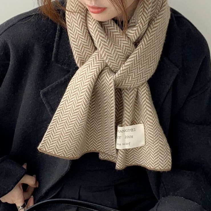 ロゴタグがおしゃれなヘリンボーンマフラー マフラー 韓国ファッション | COCOMOMO | 詳細画像8 