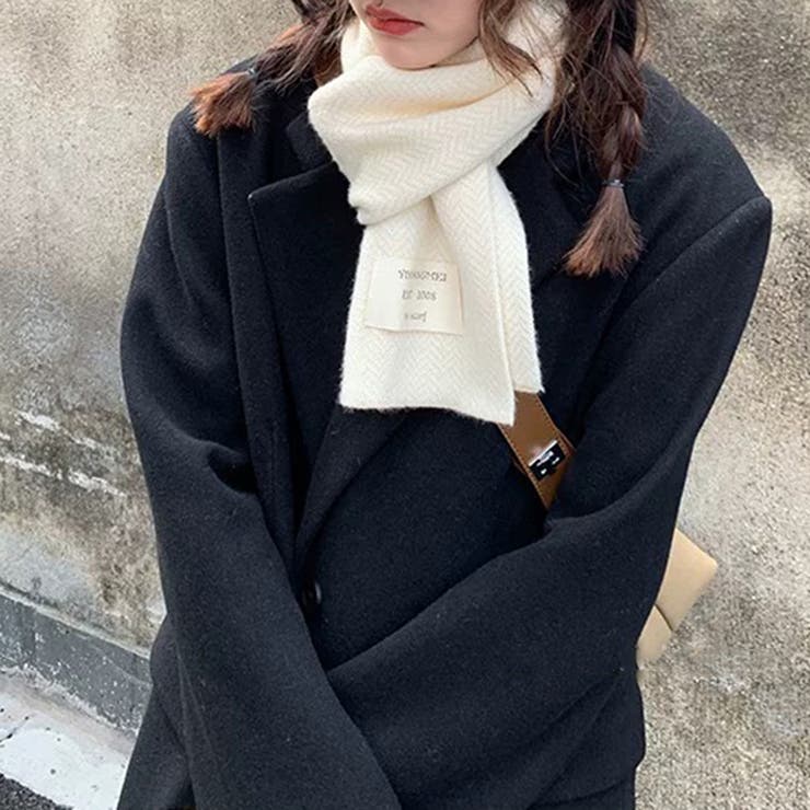 ロゴタグがおしゃれなヘリンボーンマフラー マフラー 韓国ファッション | COCOMOMO | 詳細画像2 