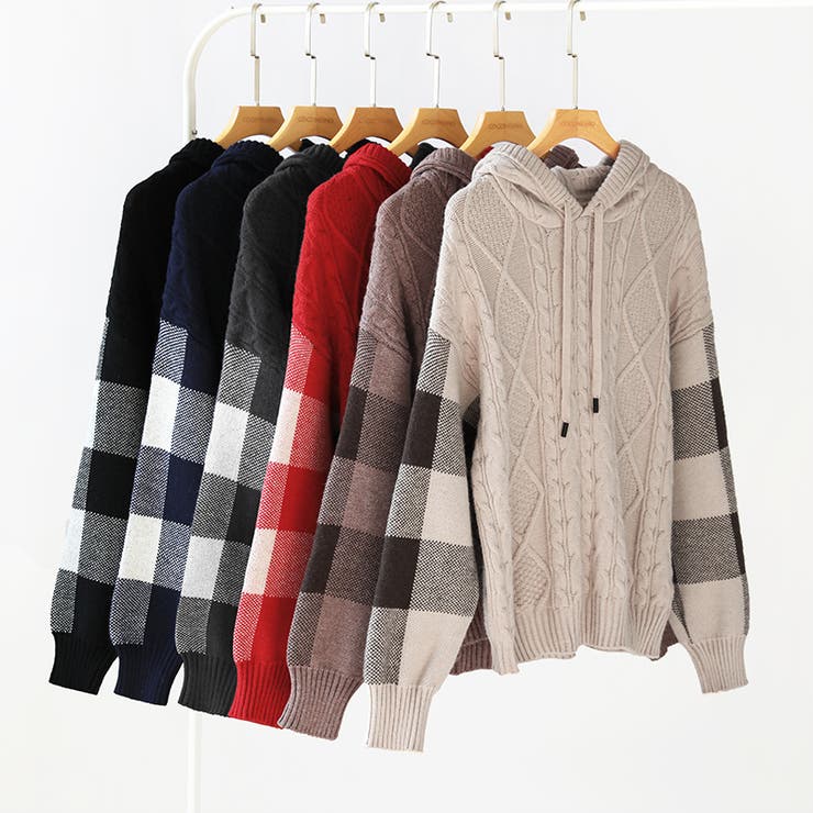 ケーブル編みニット ニットパーカー ニットセーター | COCOMOMO | 詳細画像22 