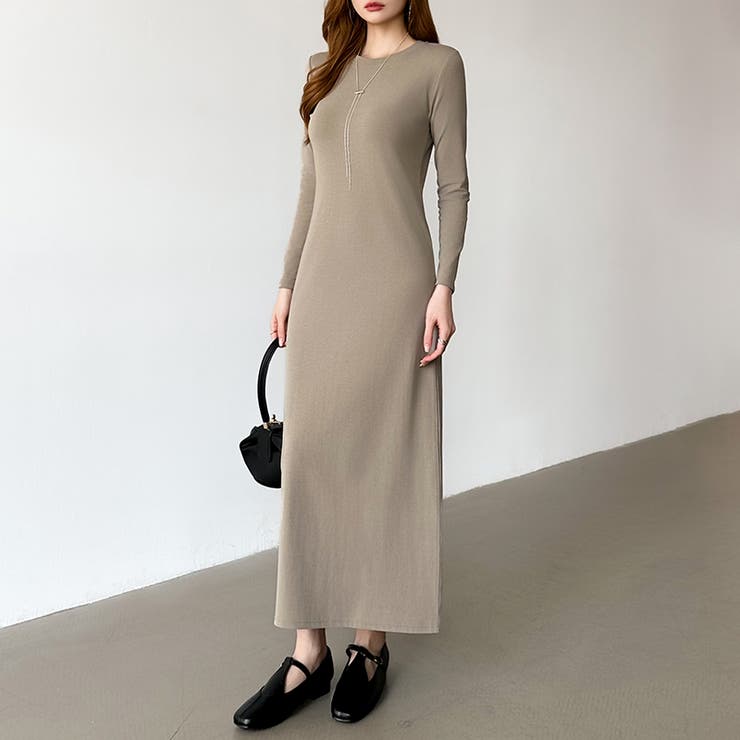 縦ラインで魅せるIラインロングワンピース ストレッチワンピース iラインワンピース | COCOMOMO | 詳細画像22 