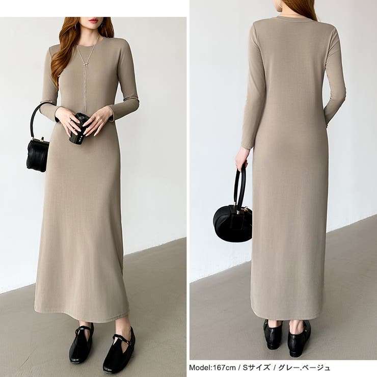 縦ラインで魅せるIラインロングワンピース ストレッチワンピース iラインワンピース | COCOMOMO | 詳細画像26 