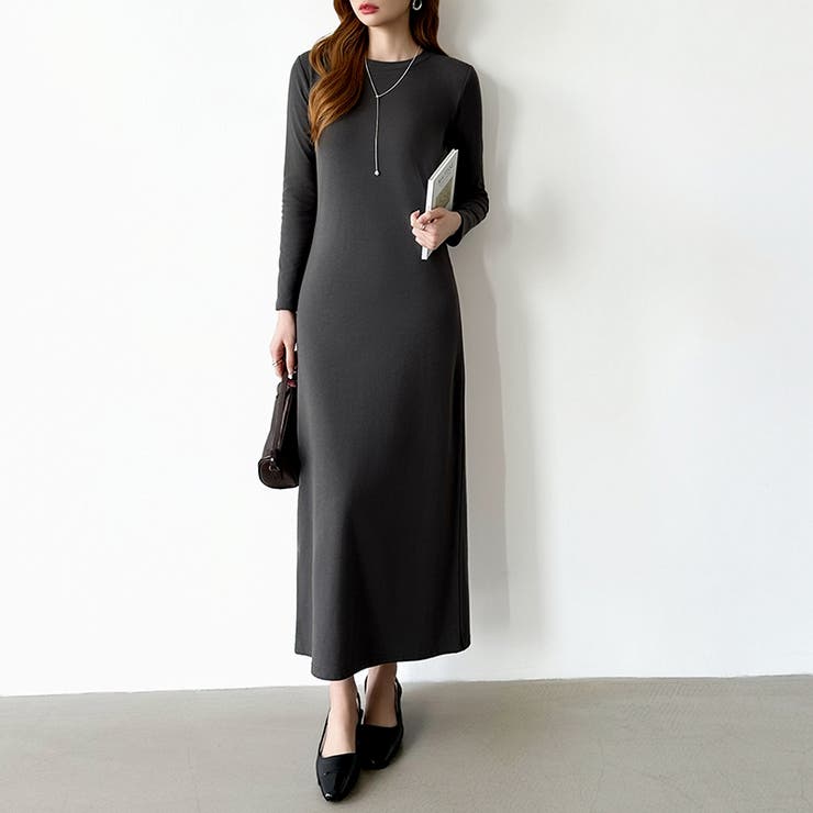 縦ラインで魅せるIラインロングワンピース ストレッチワンピース iラインワンピース | COCOMOMO | 詳細画像34 