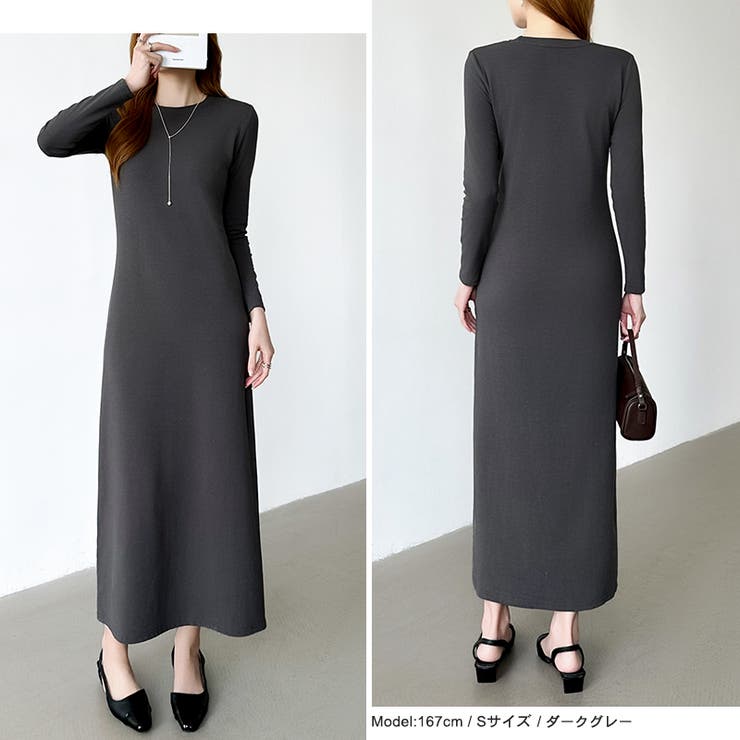 縦ラインで魅せるIラインロングワンピース ストレッチワンピース iラインワンピース | COCOMOMO | 詳細画像35 