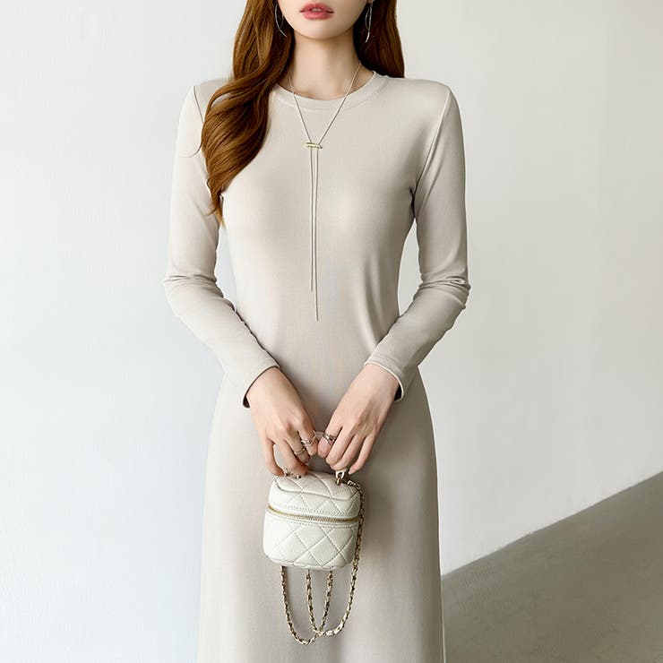 縦ラインで魅せるIラインロングワンピース ストレッチワンピース iラインワンピース | COCOMOMO | 詳細画像4 