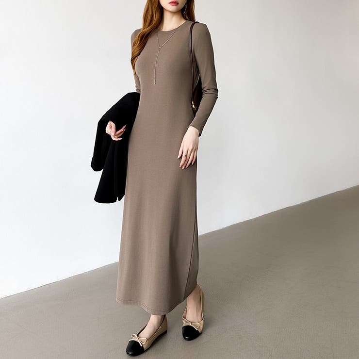 縦ラインで魅せるIラインロングワンピース ストレッチワンピース iラインワンピース | COCOMOMO | 詳細画像40 