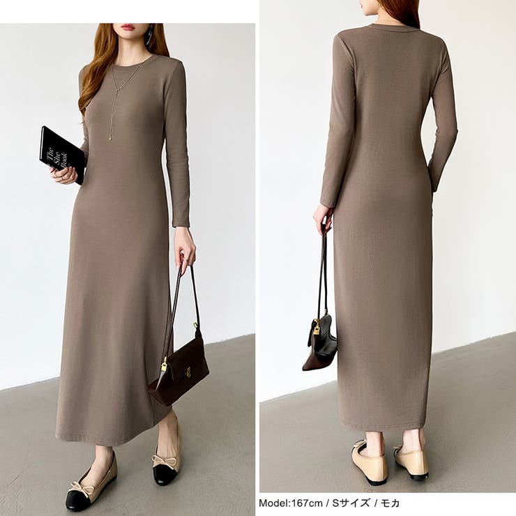 縦ラインで魅せるIラインロングワンピース ストレッチワンピース iラインワンピース | COCOMOMO | 詳細画像44 