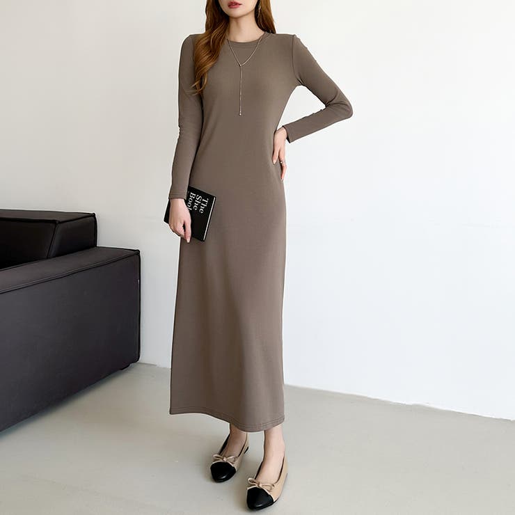 縦ラインで魅せるIラインロングワンピース ストレッチワンピース iラインワンピース | COCOMOMO | 詳細画像45 