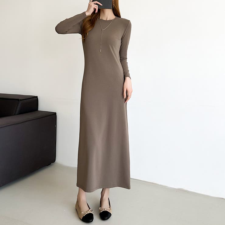 縦ラインで魅せるIラインロングワンピース ストレッチワンピース iラインワンピース | COCOMOMO | 詳細画像46 