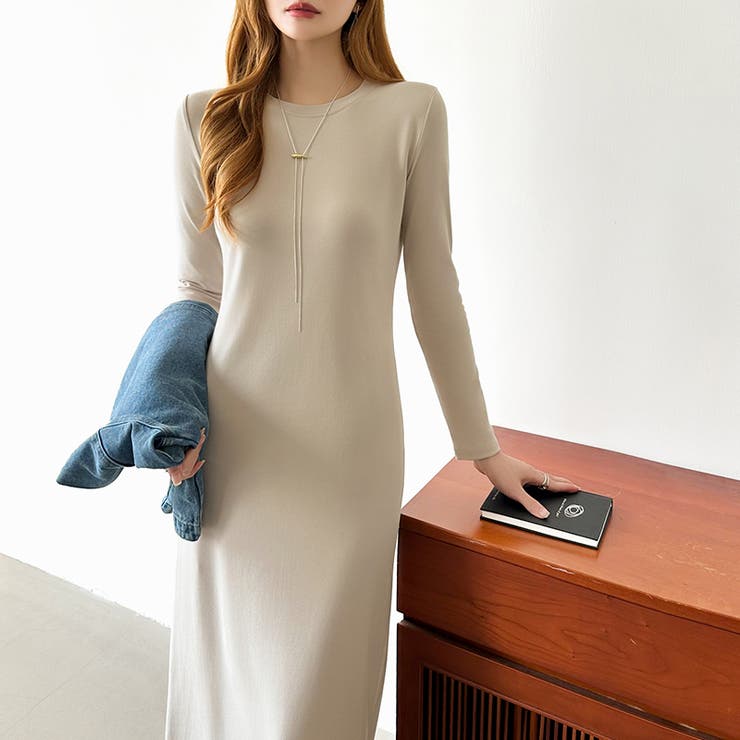 縦ラインで魅せるIラインロングワンピース ストレッチワンピース iラインワンピース | COCOMOMO | 詳細画像6 