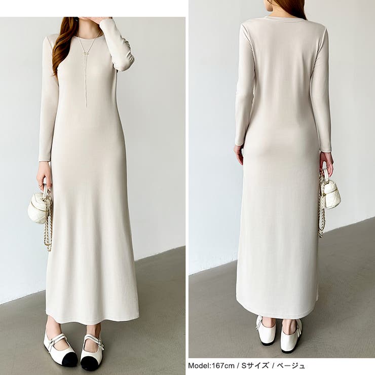 縦ラインで魅せるIラインロングワンピース ストレッチワンピース iラインワンピース | COCOMOMO | 詳細画像7 