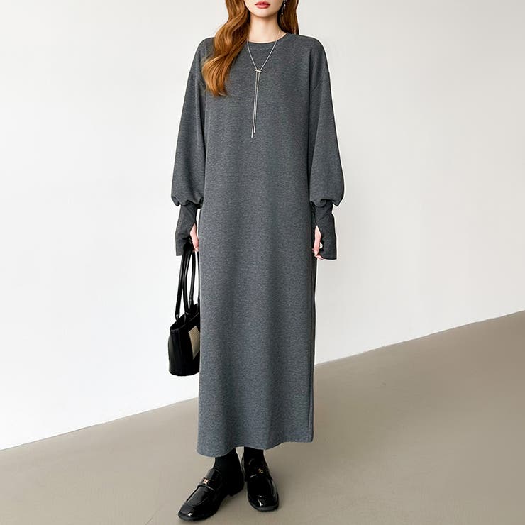 ボリュームスリーブワンピース ロングワンピース 指穴付き | COCOMOMO | 詳細画像12 