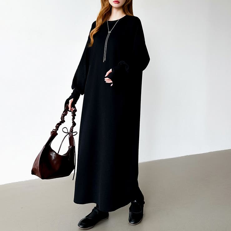 ボリュームスリーブワンピース ロングワンピース 指穴付き | COCOMOMO | 詳細画像25 