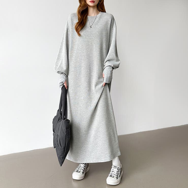 ボリュームスリーブワンピース ロングワンピース 指穴付き | COCOMOMO | 詳細画像3 