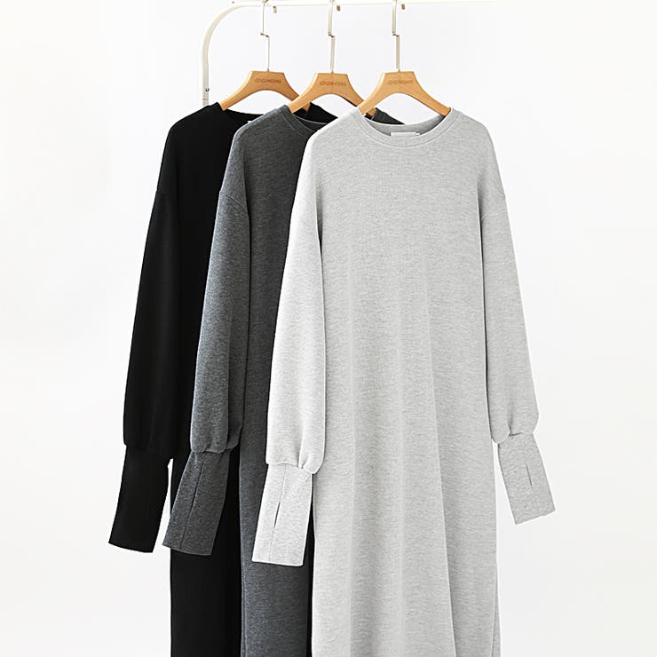 ボリュームスリーブワンピース ロングワンピース 指穴付き | COCOMOMO | 詳細画像31 