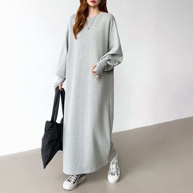 ボリュームスリーブワンピース ロングワンピース 指穴付き | COCOMOMO | 詳細画像5 